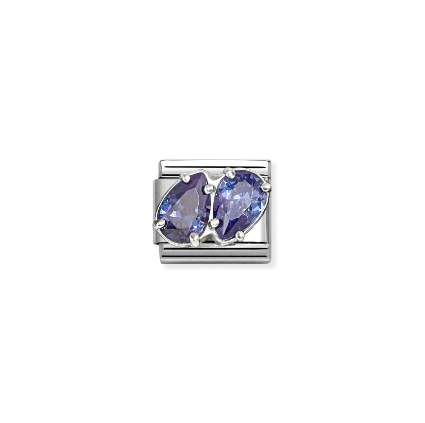 Nomination Blue CZ Double Drops Sterling Silver and Stainless Steel Composable Charm