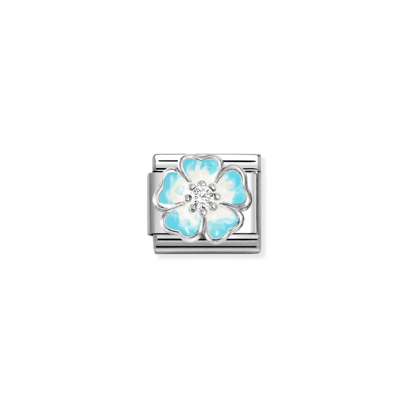 Nomination Blue Shaded Flower Sterling Silver and Stainless Steel Composable Charm