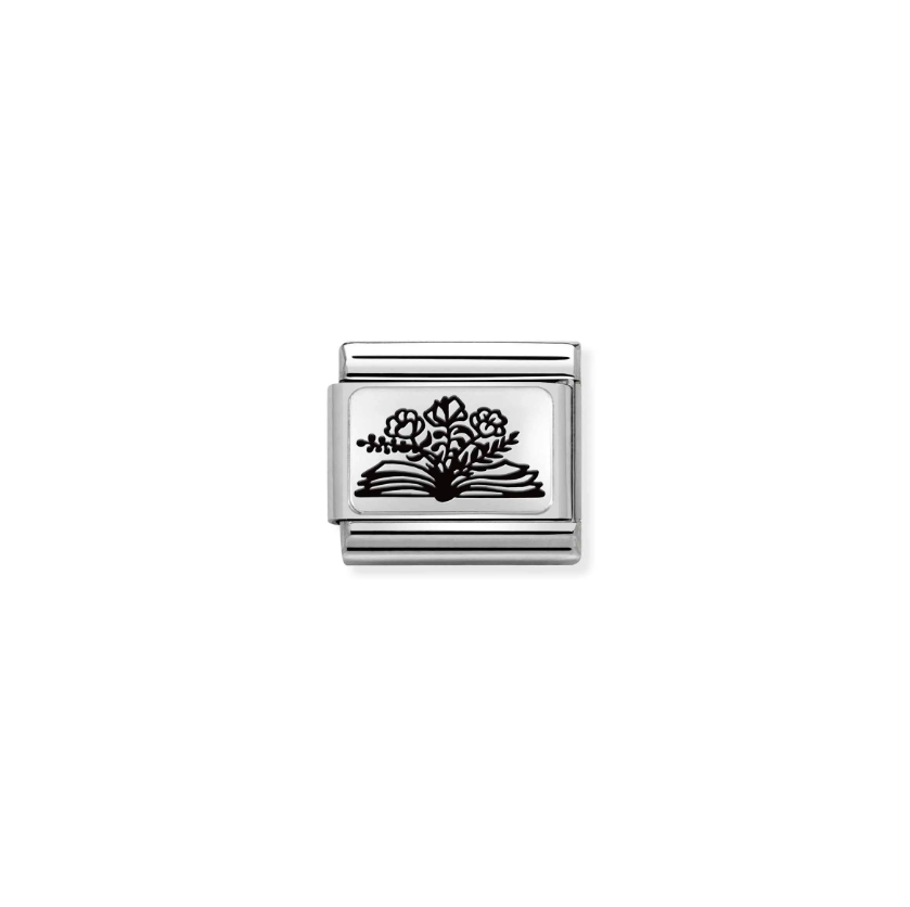 Nomination Book with Flowers Sterling Silver and Stainless Steel Composable Charm