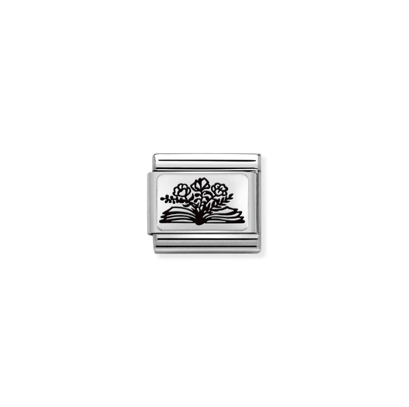 Nomination Book with Flowers Sterling Silver and Stainless Steel Composable Charm