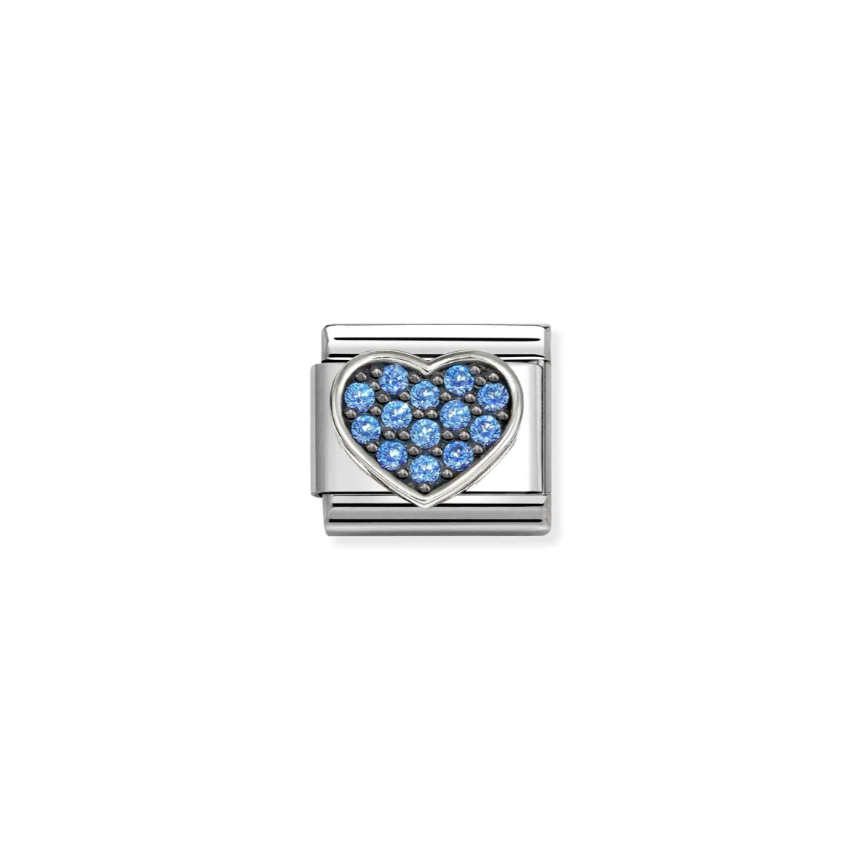 Nomination Blue CZ Heart Sterling Silver and Stainless Steel Composable Charm