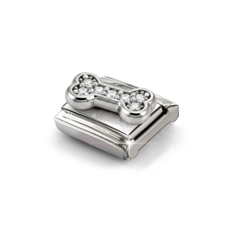 Nomination White CZ Bone Sterling Silver and Stainless Steel Composable Charm