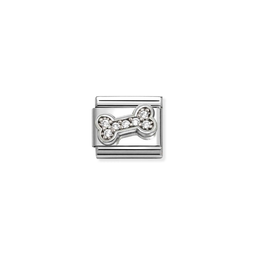 Nomination White CZ Bone Sterling Silver and Stainless Steel Composable Charm