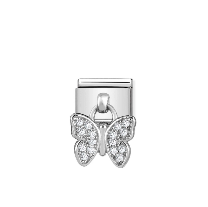 Nomination Butterfly with CZ Sterling Silver and Stainless Steel Composable Charm