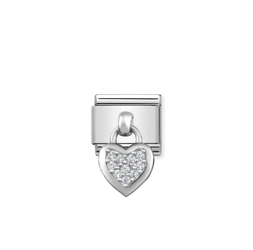 Nomination Heart with CZ Sterling Silver and Stainless Steel Composable Charm