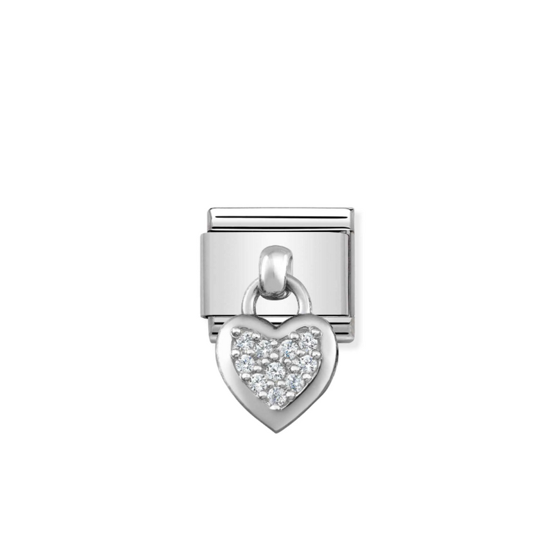Nomination Heart with CZ Sterling Silver and Stainless Steel Composable Charm