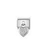 Nomination Heart with CZ Sterling Silver and Stainless Steel Composable Charm