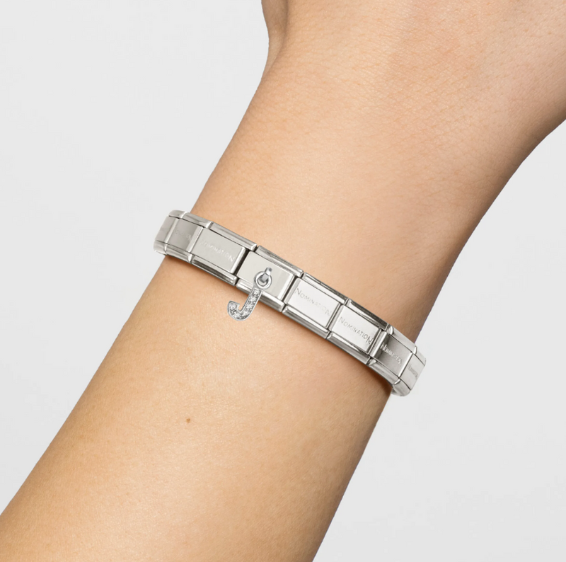 Nomination Letter J Pendant Sterling Silver and Stainless Steel Composable Charm
