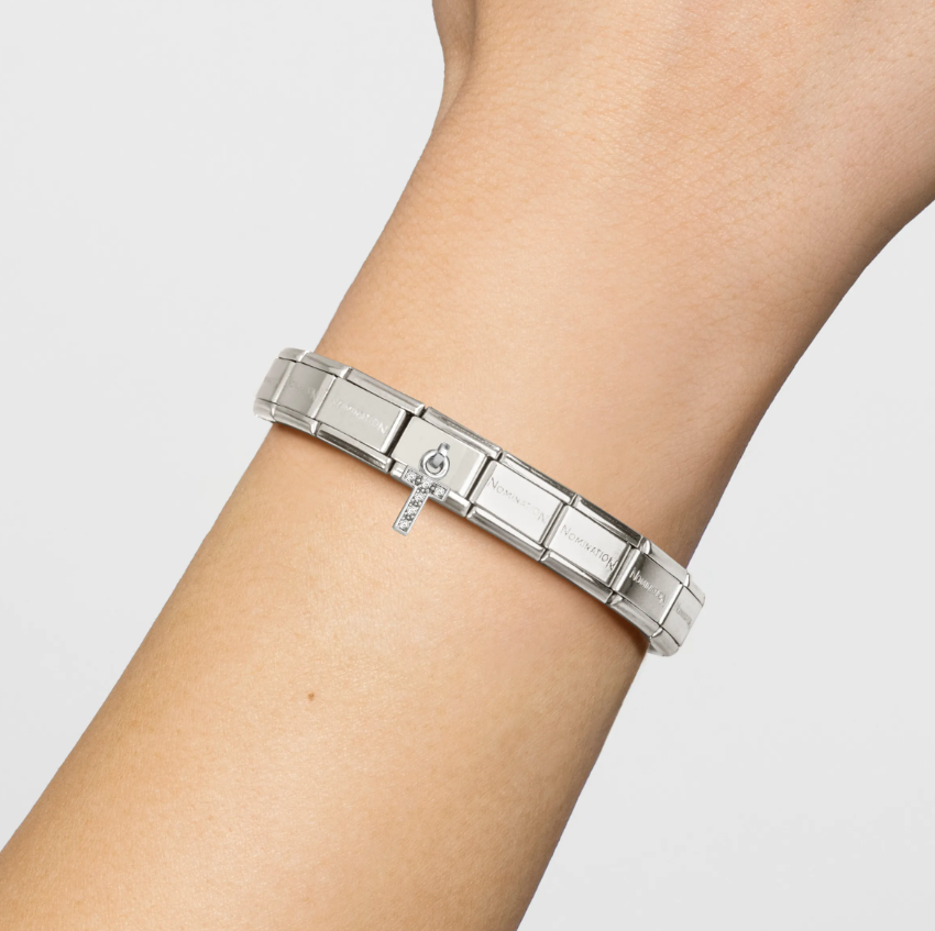 Nomination Letter T Pendant Sterling Silver and Stainless Steel Composable Charm