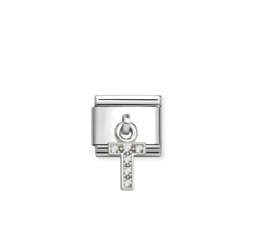 Nomination Letter T Pendant Sterling Silver and Stainless Steel Composable Charm