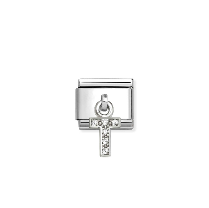 Nomination Letter T Pendant Sterling Silver and Stainless Steel Composable Charm