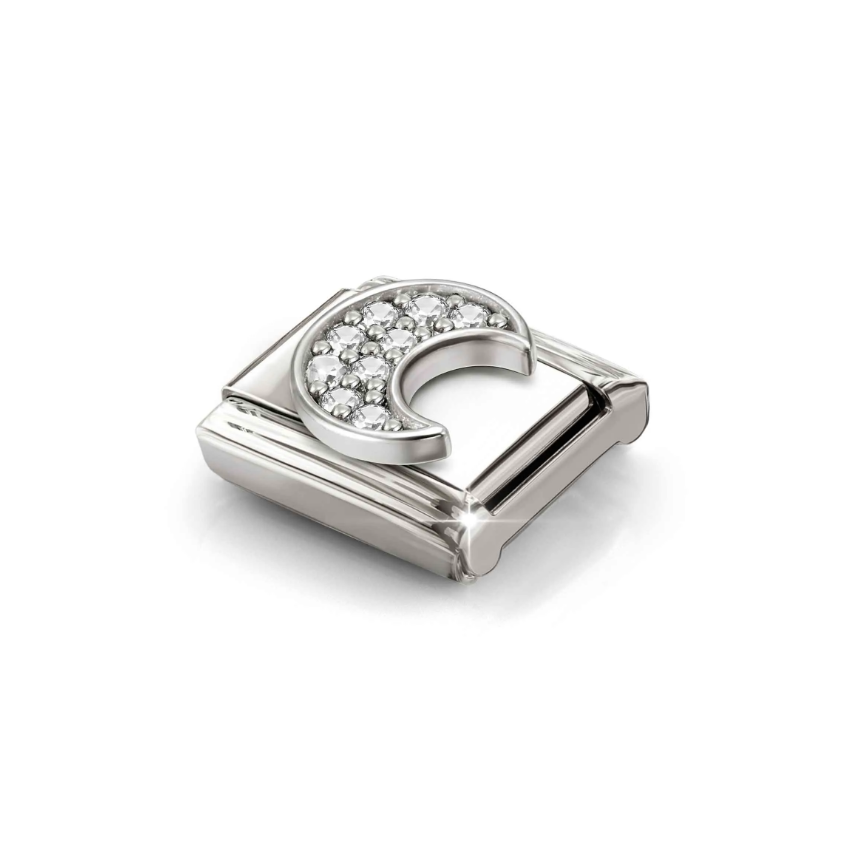 Nomination CZ Moon Sterling Silver and Stainless Steel Composable Charm