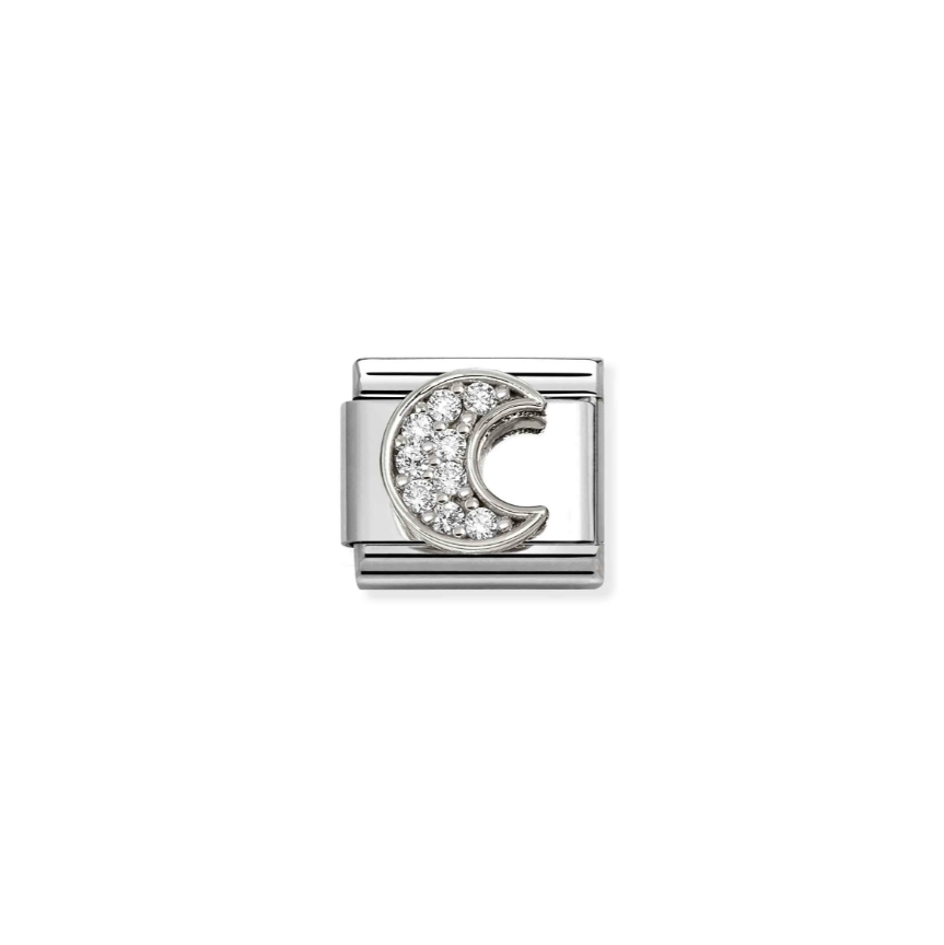 Nomination CZ Moon Sterling Silver and Stainless Steel Composable Charm