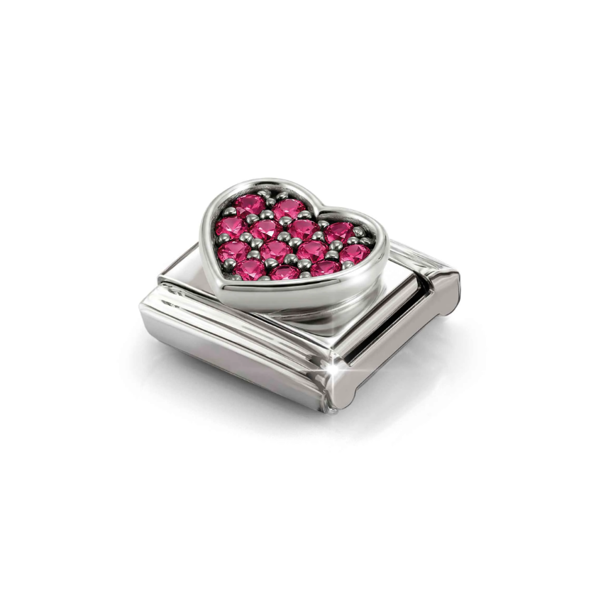 Nomination Red CZ Heart Sterling Silver and Stainless Steel Composable Charm