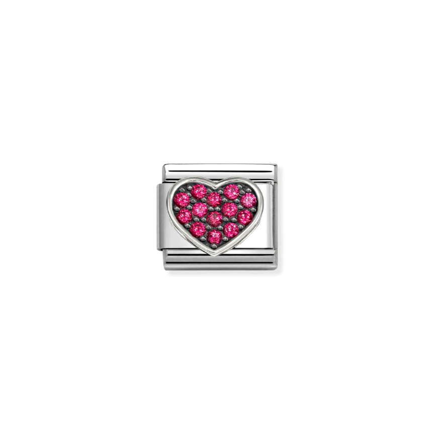 Nomination Red CZ Heart Sterling Silver and Stainless Steel Composable Charm