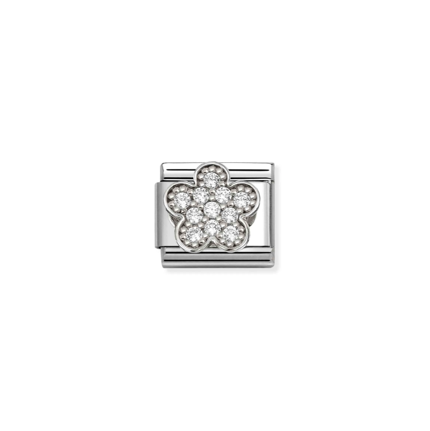 Nomination CZ Flower Sterling Silver and Stainless Steel Composable Charm