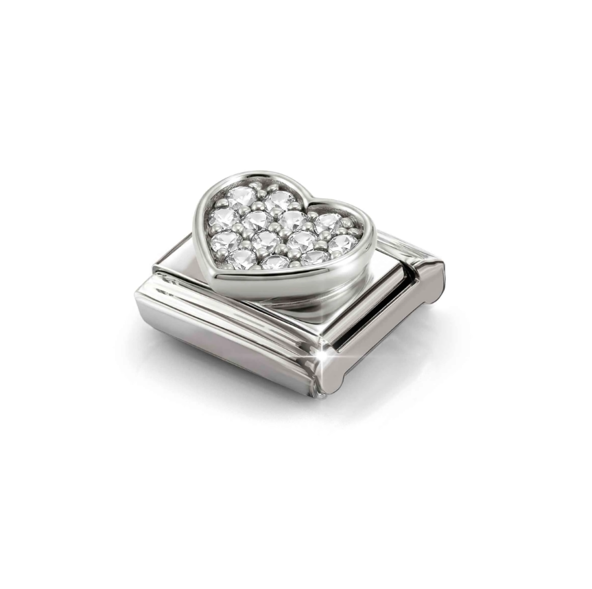 Nomination CZ Heart Sterling Silver and Stainless Steel Composable Charm