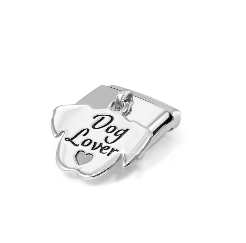 Nomination Engraved 'Dog Lover' Sterling Silver and Stainless Steel Composable Charm