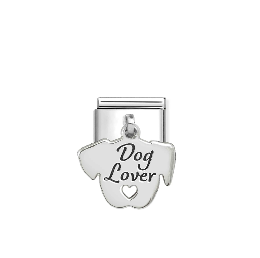 Nomination Engraved 'Dog Lover' Sterling Silver and Stainless Steel Composable Charm