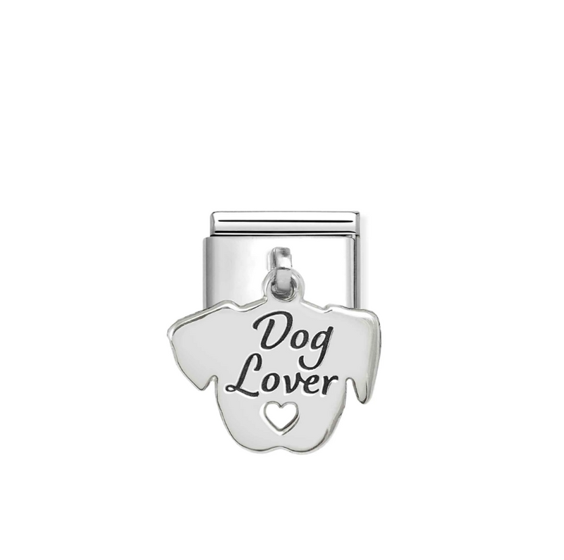 Nomination Engraved 'Dog Lover' Sterling Silver and Stainless Steel Composable Charm