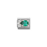 Nomination Green CZ Drop Sterling Silver and Stainless Steel Composable Charm
