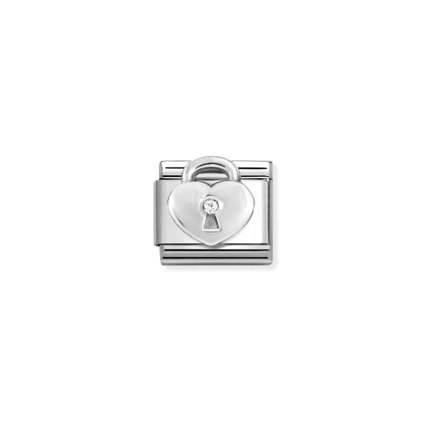 Nomination CZ Heart Padlock Sterling Silver and Stainless Steel Composable Charm