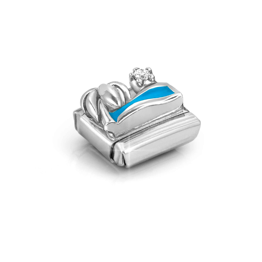 Nomination Palm Tree with Sea Sterling Silver and Stainless Steel Composable Charm