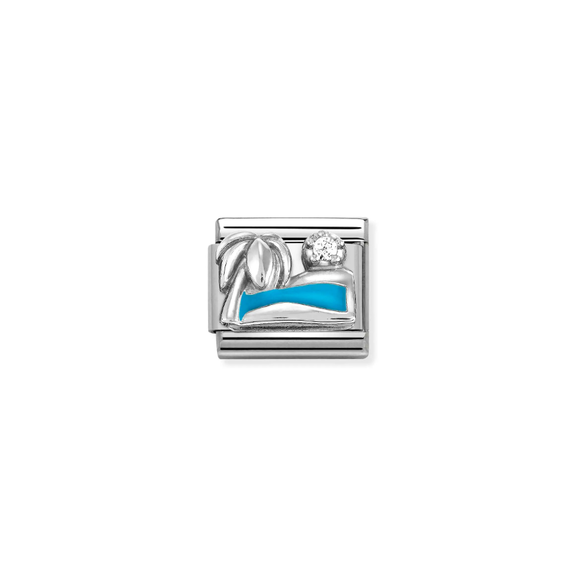 Nomination Palm Tree with Sea Sterling Silver and Stainless Steel Composable Charm