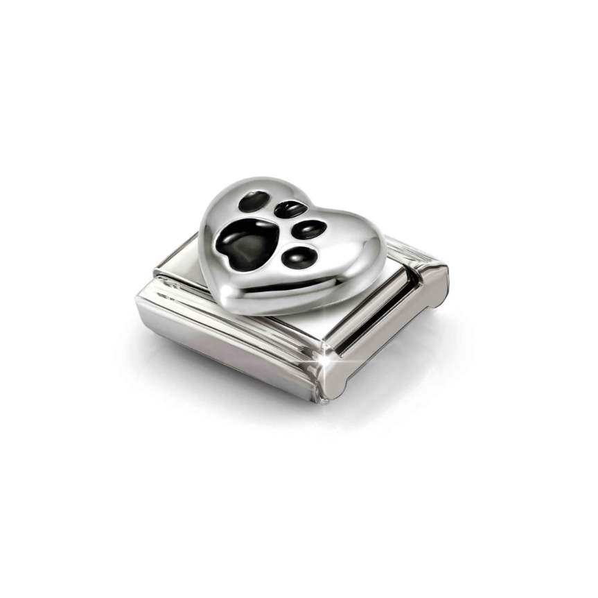 Nomination Pawprint Heart Sterling Silver and Stainless Steel Composable Charm