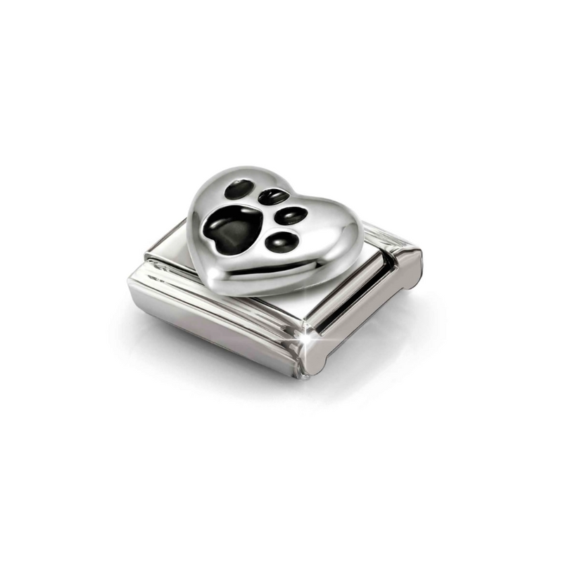 Nomination Pawprint Heart Sterling Silver and Stainless Steel Composable Charm