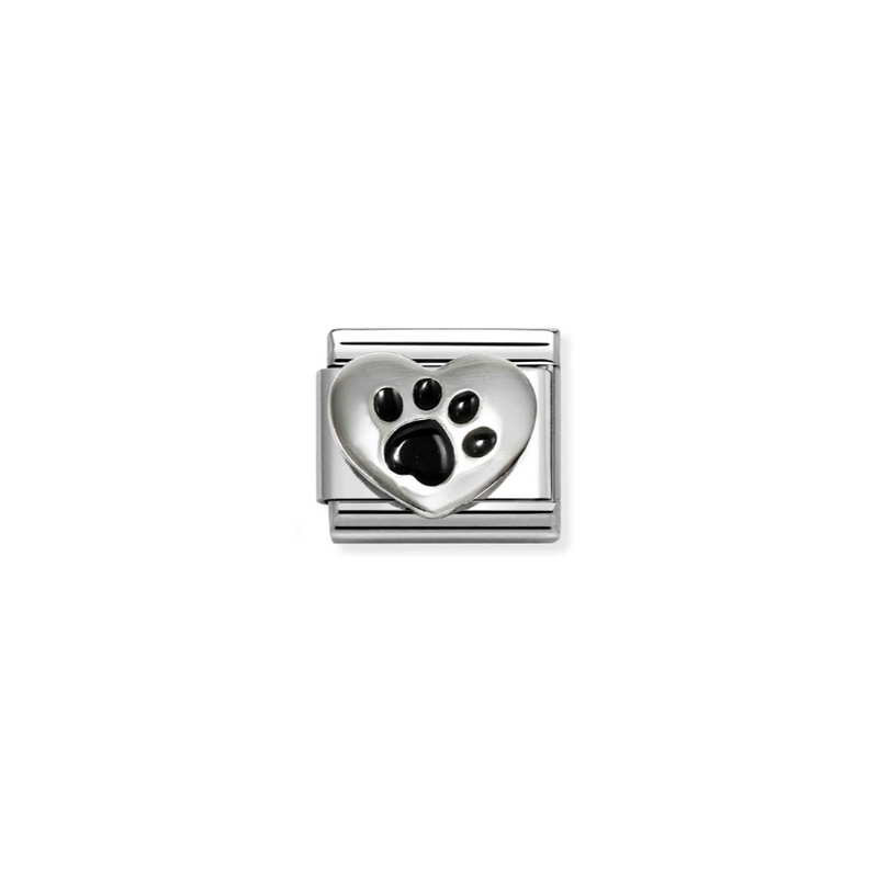 Nomination Pawprint Heart Sterling Silver and Stainless Steel Composable Charm