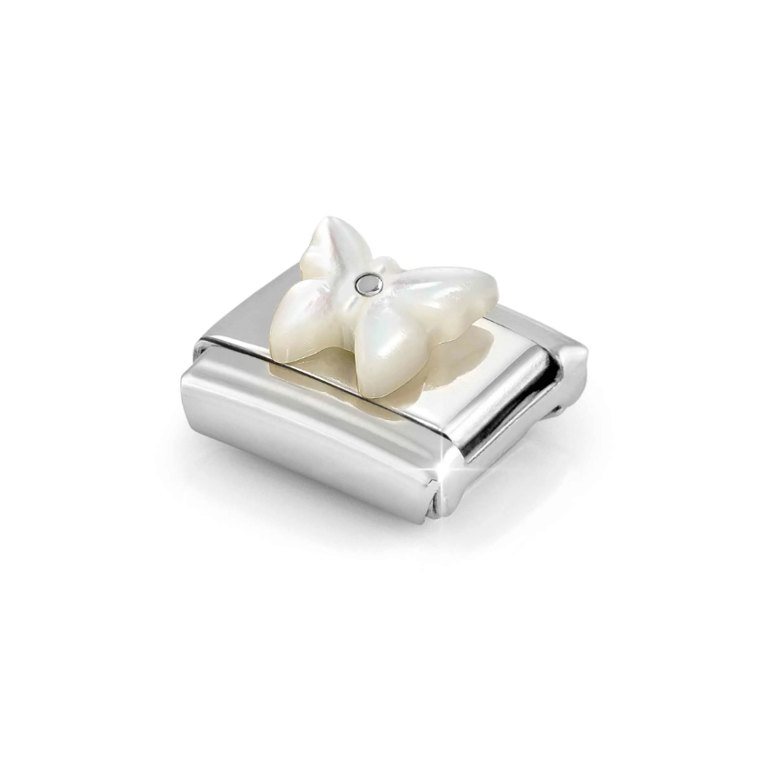 Nomination Mother of Pearl Butterfly Sterling Silver and Stainless Steel Composable Charm