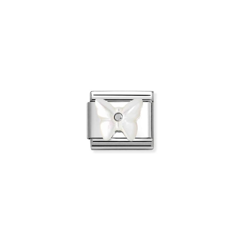 Nomination Mother of Pearl Butterfly Sterling Silver and Stainless Steel Composable Charm