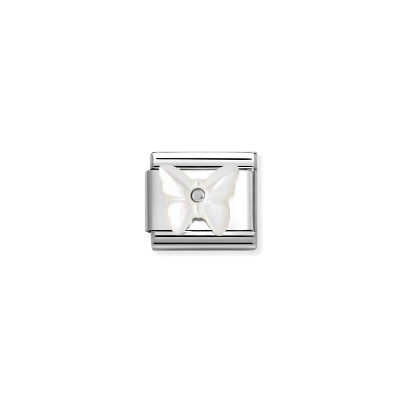 Nomination Mother of Pearl Butterfly Sterling Silver and Stainless Steel Composable Charm