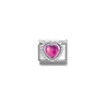 Nomination Fuchsia CZ Heart Sterling Silver and Stainless Steel Composable Charm