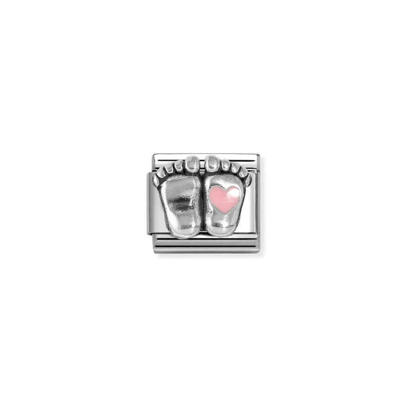 Nomination Light Pink Feet Sterling Silver and Stainless Steel Composable Charm