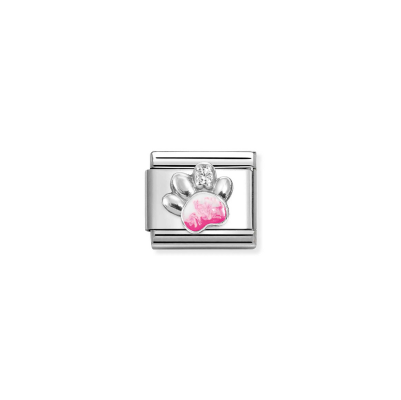 Nomination CZ Pink Paw Sterling Silver and Stainless Steel Composable Charm