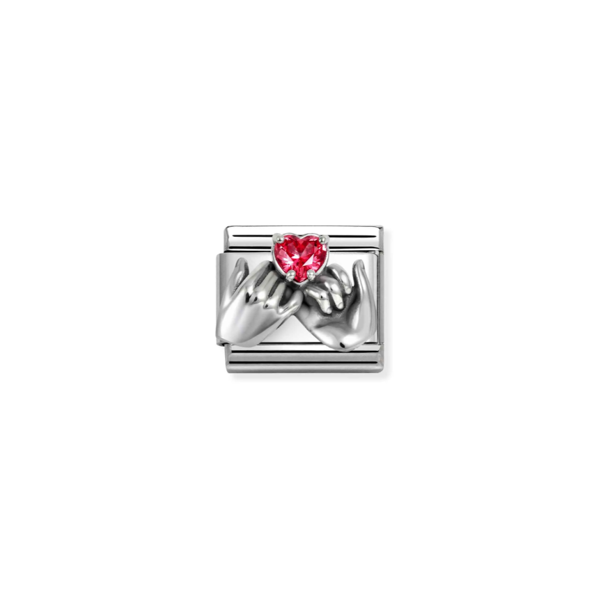Nomination Red Heart Pinky Promise Sterling Silver and Stainless Steel Composable Charm