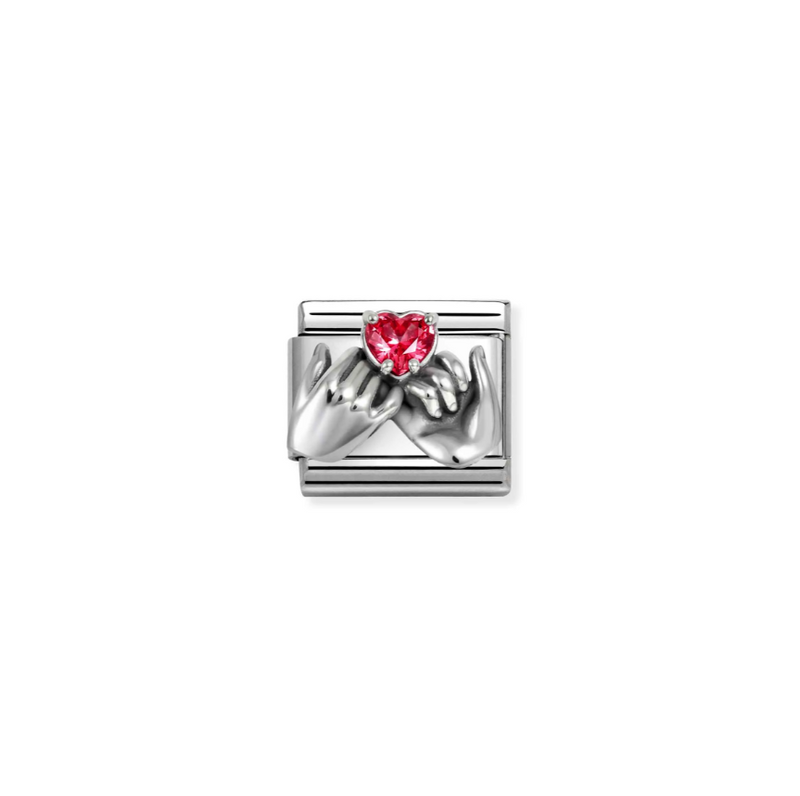Nomination Red Heart Pinky Promise Sterling Silver and Stainless Steel Composable Charm