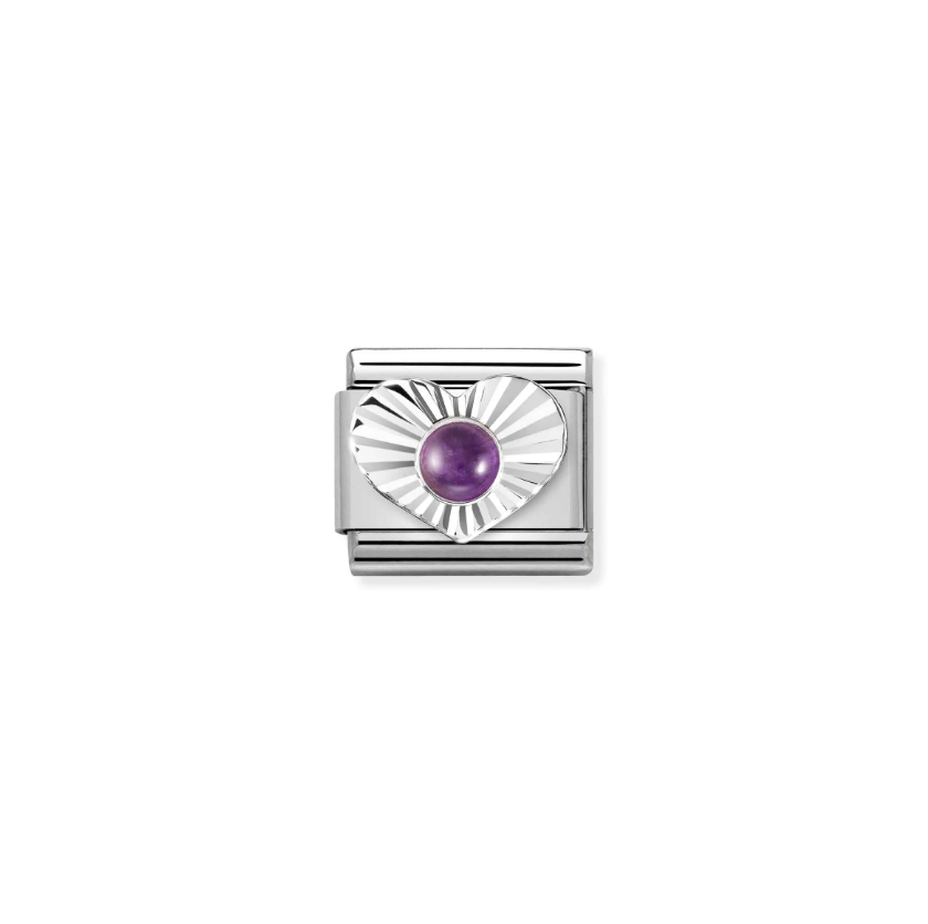 Nomination Amethyst Heart Sterling Silver and Stainless Steel Composable Charm