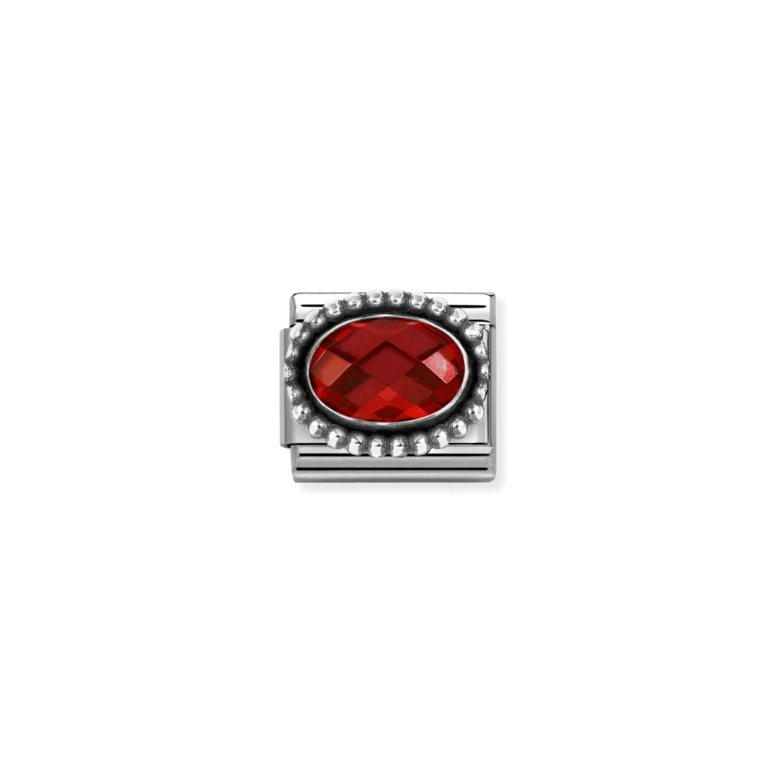 Nomination Red CZ Oval Sterling Silver and Stainless Steel Composable Charm