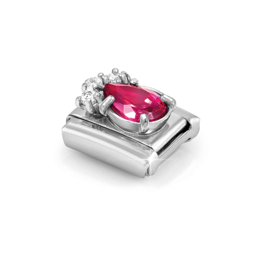 Nomination Red CZ Drop Sterling Silver and Stainless Steel Composable Charm