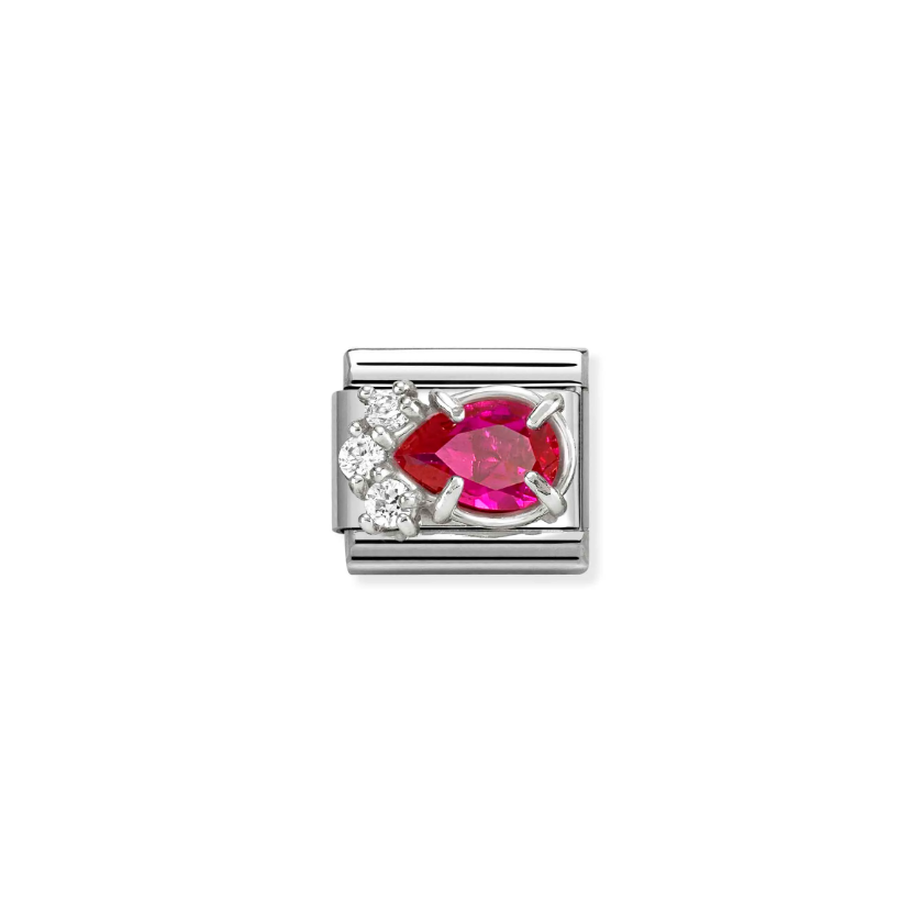 Nomination Red CZ Drop Sterling Silver and Stainless Steel Composable Charm