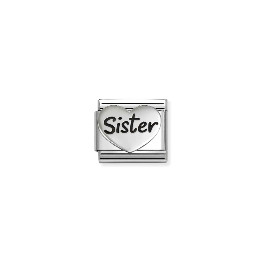 Nomination Sister Heart Sterling Silver and Stainless Steel Composable Charm