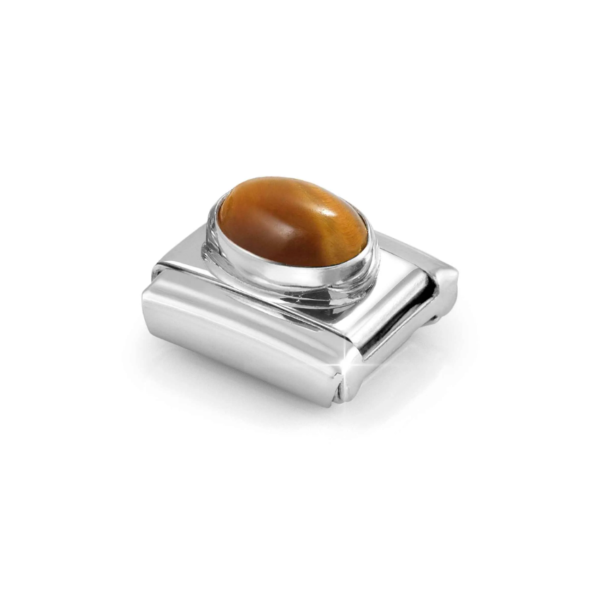 Nomination Tiger's Eye Oval Sterling Silver and Stainless Steel Composable Charm