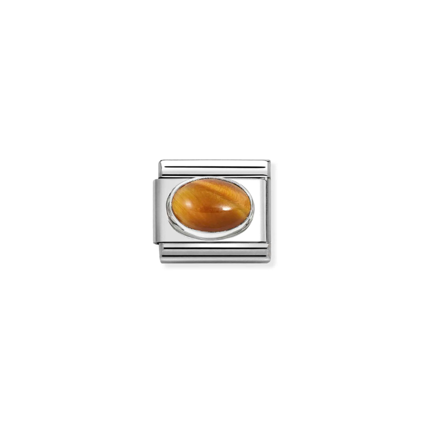 Nomination Tiger's Eye Oval Sterling Silver and Stainless Steel Composable Charm