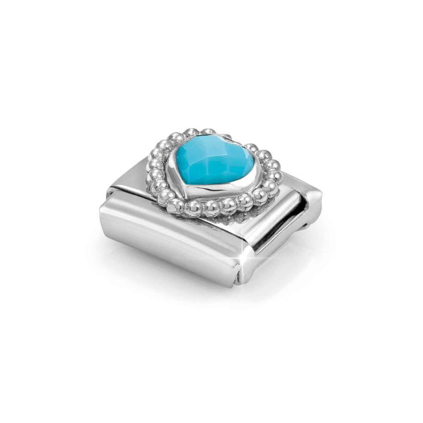 Nomination Turquoise Heart Sterling Silver and Stainless Steel Composable Charm