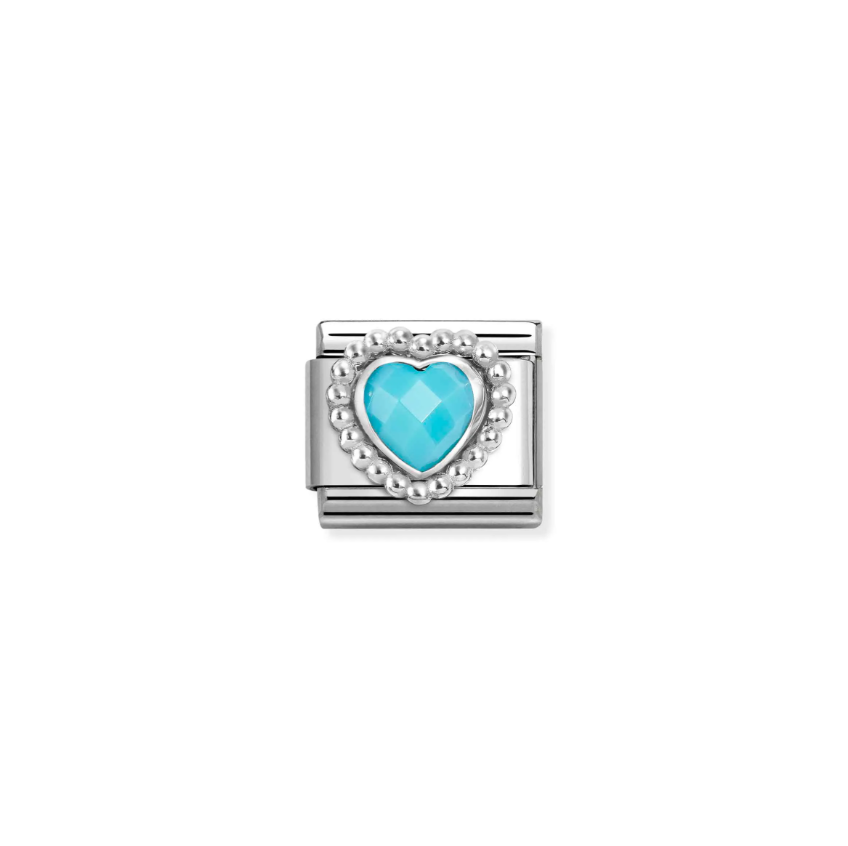 Nomination Turquoise Heart Sterling Silver and Stainless Steel Composable Charm