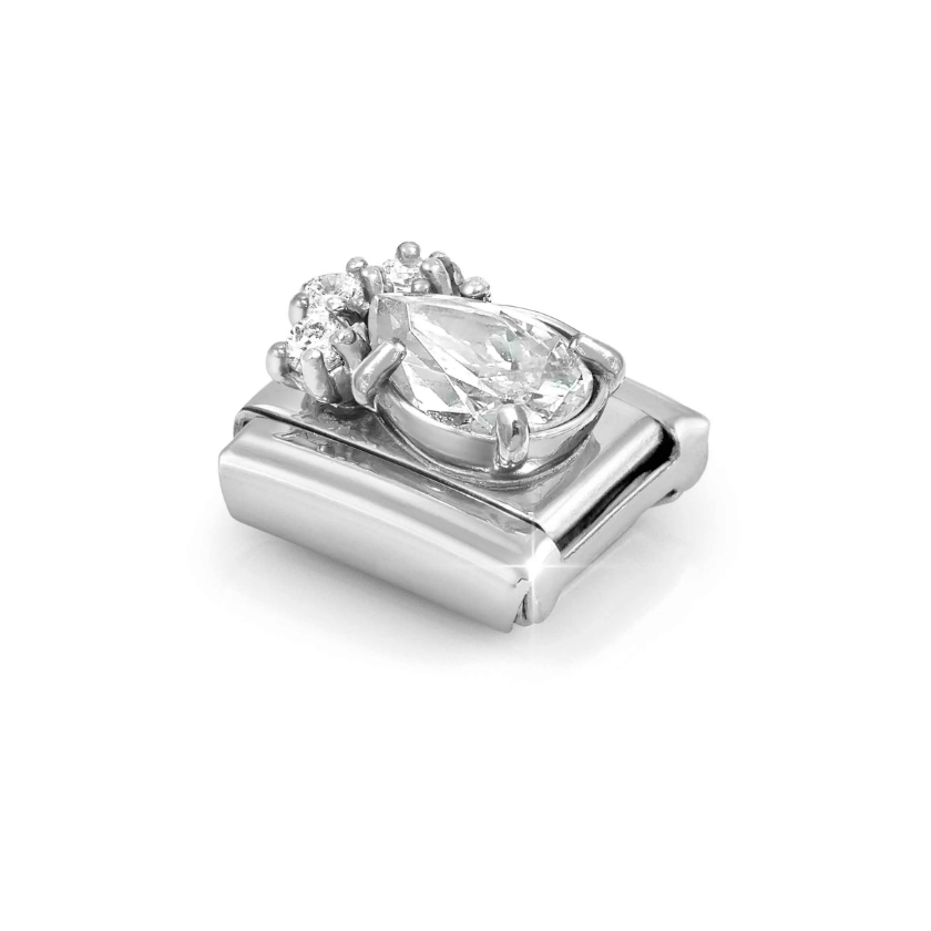 Nomination White CZ Drop Sterling Silver and Stainless Steel Composable Charm