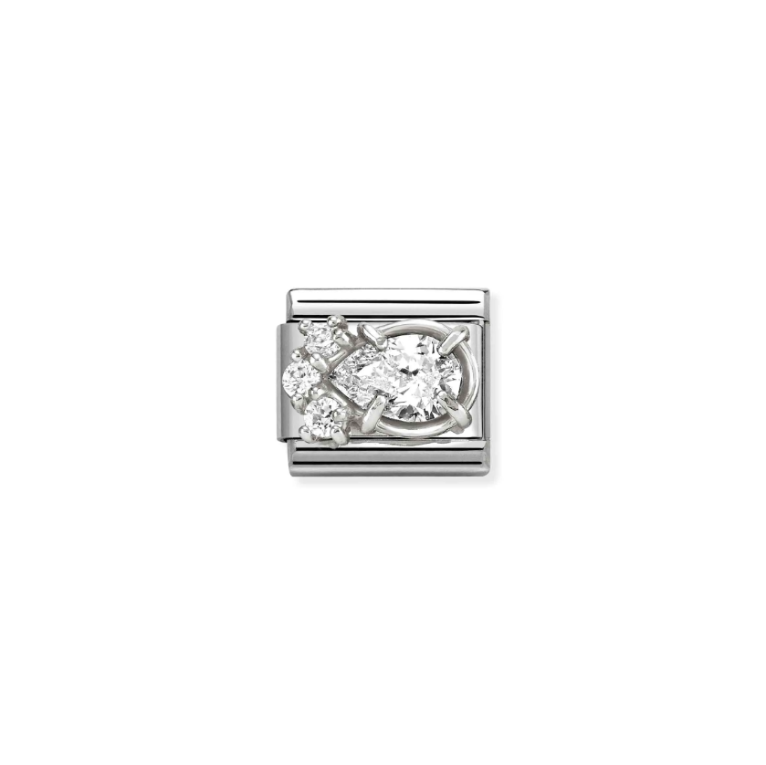 Nomination White CZ Drop Sterling Silver and Stainless Steel Composable Charm